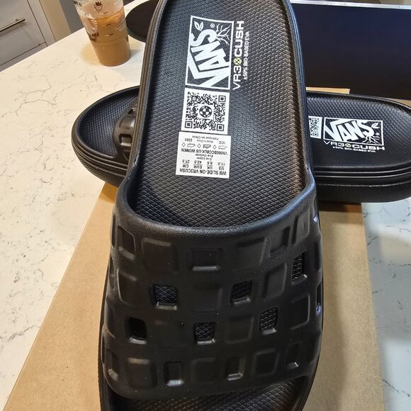 VANS Slide On VR3CUSH VN000BCCBLK Black Mens 10 Womens 11 Slipper SLIDE NEW - Picture 2 of 9